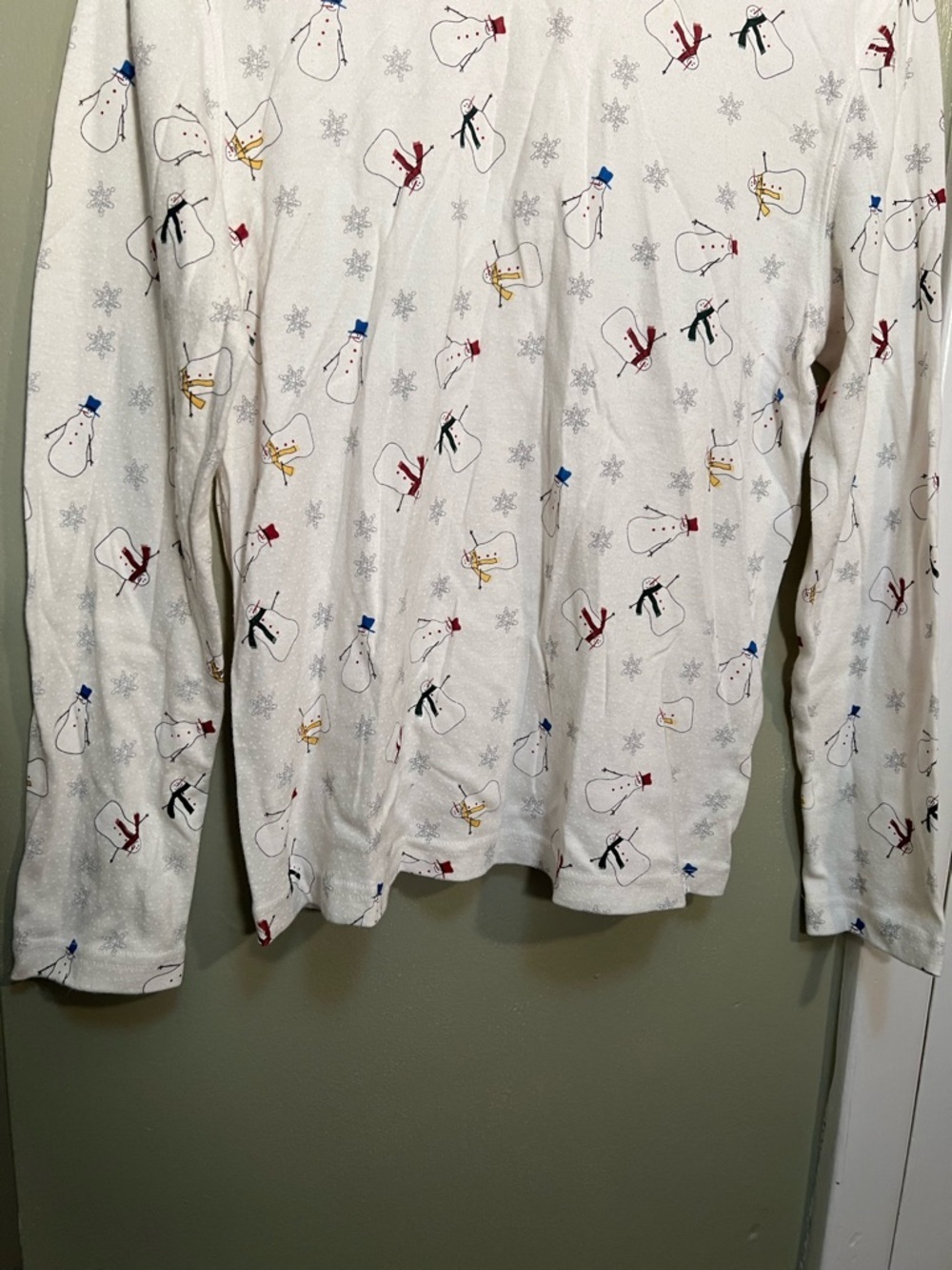 Baxter & Wells Women's Size‎ Medium Mock Neck T-Shirt White Long Sleeve Snowman - Picture 3 of 8